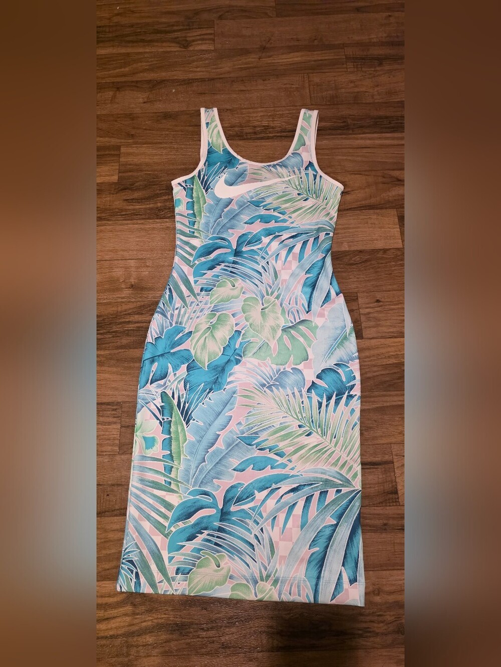 Nike Sleeveless Tropical Midi Dress - Blue, Green & Pink